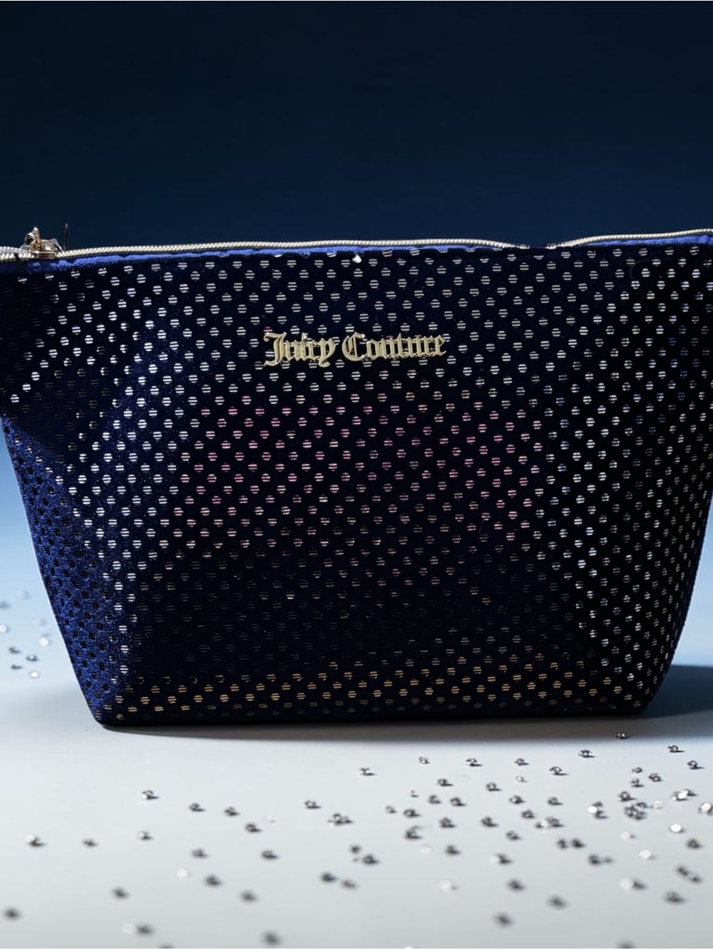 Juicy Couture Navy Blue Glitter Cosmetic Pouch